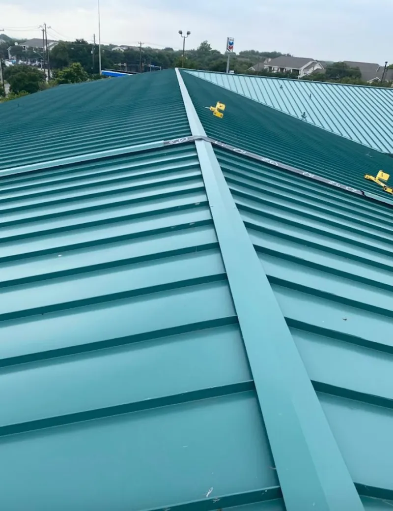 Green commercial metal roof ridge and valley for Metal Roof Repair in Wagoner